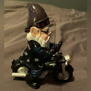 Gnome  Riding Motorcycle Garden Gnome Statue, Indoor/Outdoor Garden Gnome.